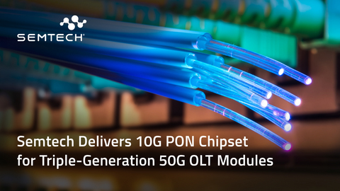 original Semtech's GN7153C OLT combo IC and GN28L46 burst-mode TIA form an integrated chipset for 10G PON OLT applications, supporting GPON, XGS-PON and 50G PON in a single SFP-DD module.
