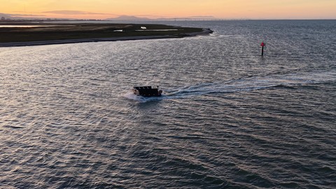 The Caravel 15, Bulwark Dynamics' autonomous landing craft, underway on San Francisco Bay. (Photo: Bulwark Dynamics)