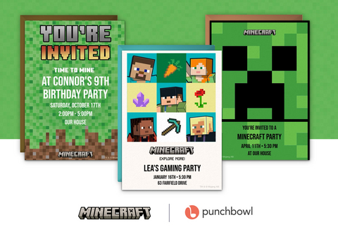 original Designs feature Minecraft characters and elements including Creeper, Chicken Jockey, Steve, Alex, TNT, familiar biomes, block-built landscapes, and more.