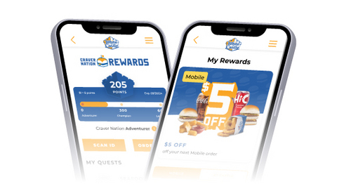original The Craver Nation Rewards app tracks a member's Season 3 journey — climbing from Adventurer toward Champion status while earning Points — alongside a $5 off Mobile Order offer, one of the perks available through White Castle's free loyalty program.