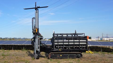 A Planted field robot deploys a high-density solar array. The company's next-generation robot, Sage, enters the field in late 2026. (Photo: Planted)