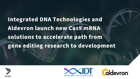 Integrated DNA Technologies and Aldevron announce the launch of research grade S.p. Cas9 mRNA in wild type and SpyFi™ high-fidelity formats for CRISPR-based genome editing research. The co-developed offering combines IDT’s CRISPR engineering expertise with Aldevron’s mRNA manufacturing capabilities to provide researchers with optimized Cas9 mRNA designed for high on-target editing, reduced off-target activity with SpyFi™, and compatibility with multiple delivery methods.