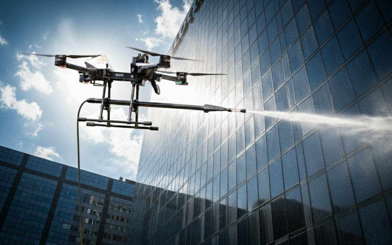 ABZ Innovation's C10 high-pressure industrial cleaning drone, EU C5 certified for professional operation.