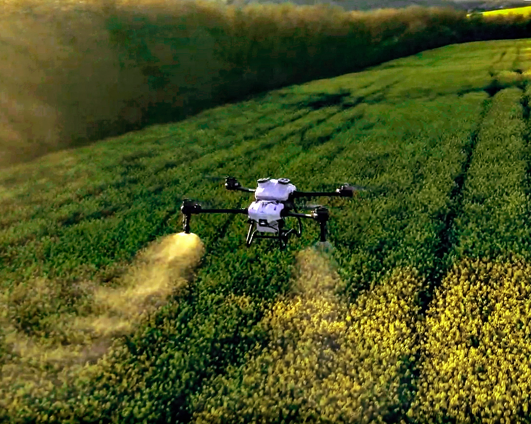 ABZ Innovation's L50 precision spraying drone, Europe's first 50-liter LiDAR-based agricultural drone, winner of the Fruit Logistica Innovation Award.