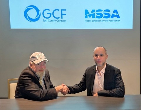 original Lars Nielsen, Director General of the Global Certification Forum (GCF), and Lotfi Benachenhou, MSSA Device Certification & Licensing Working Group Lead and Director, Mobile Device Development & Architecture, Terrestar Solutions, mark the signing of a Memorandum of Understanding to advance certification, interoperability, and standards-based Non-Terrestrial Network (NTN) technologies. The collaboration supports the development of certification frameworks and interoperable solutions that will help accelerate the adoption of satellite-enabled mobile services worldwide.