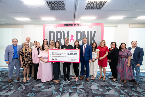 Mike Manley, AutoNation CEO, presenting a $1 million donation to longtime nonprofit partners advancing research and patient support. Photo credit: Taylor Smith/Blue Eye Images