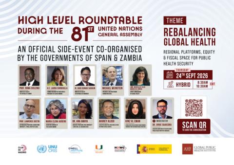 original Join global health leaders, policymakers and advocates for a high-level roundtable on rebalancing global health through stronger regional platforms, greater equity and sustainable health financing. Sept. 24 in New York City and online.