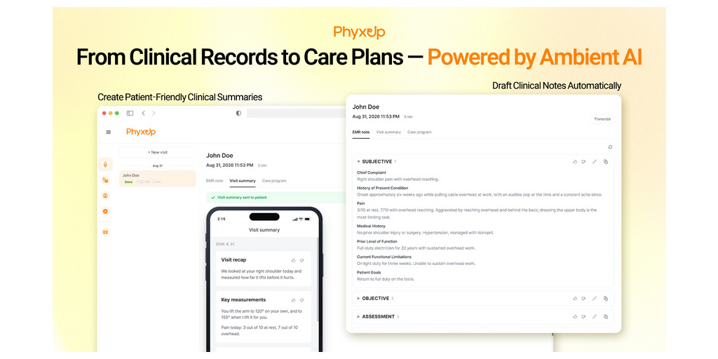 PhyxUp Health Launches RTM 2.0, Bringing Ambient AI Into the Rehabilitation Workflow 1