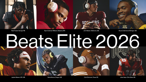 Introducing the 2026 Beats Elite Class (L-R): Nate Frazier (Georgia), Ryan Coleman-Williams (Alabama), John Mateer (Oklahoma), Bryce Underwood (Michigan), Jayden Maiava (USC), Dante Moore (Oregon), Colin Simmons (Texas), and Julian Sayin (Ohio State).