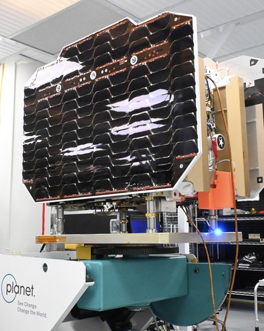 original Pelican-12 photographed at Planet Labs' San Francisco headquarters ahead of its departure to the Cape Canaveral Space Force Station in Florida.