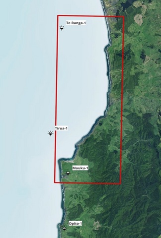 original Note: Application PEP 61554 with the location of previous wells drilled in the area. PEP 61554 is within the red lines above.
