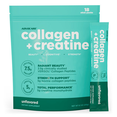 original AdvoCare’s new Collagen + Creatine stick packs make it simple to add 7.5 grams of collagen peptides and 5 grams of creatine monohydrate to coffee, shakes, Spark® or Rehydrate—supporting strength, cognitive performance, joint health and skin vitality wherever the day takes you.*