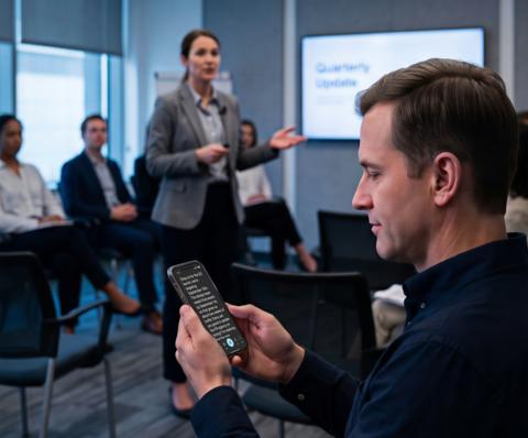 original Bridge Live provides real-time captions for in-person meetings, presentations, and discussions.
