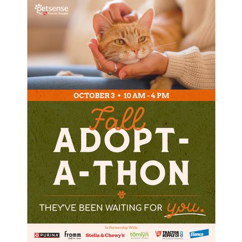 original Petsense by Tractor Supply will host its annual Fall Adoptathon at participating stores nationwide on Saturday, Oct. 3, from 10 a.m. to 4 p.m. local time.