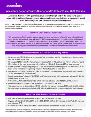 original CLICK to download full News Release: “Accenture Reports Fourth-Quarter and Full-Year Fiscal 2026 Results”