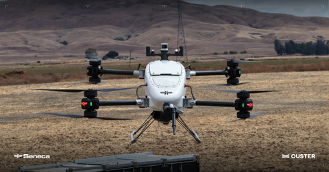 thumbnail Seneca's Argo-1 with Ouster Rev8 OS1 Max digital lidar over open terrain near transmission lines