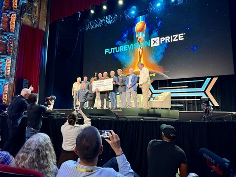 The Supernal team accepts the $100,000 Future Vision XPRIZE runner-up award for The Thorne Protocol at Moonshots LIVE in Los Angeles. Supernal CEO Scott Downes and Chief Revenue Officer J. Ryan Williams, executive producers of the film, were joined on stage by XPRIZE founder Peter Diamandis and astrophysicist Neil deGrasse Tyson.