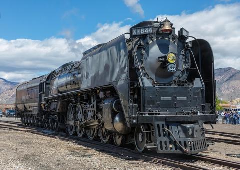 Union Pacific’s No. 844 at the 2019 Great Race to Promontory celebration in Ogden, Utah.