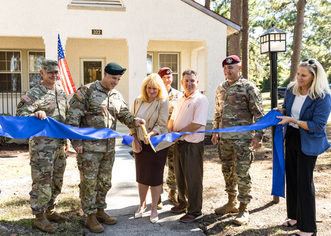 original Pictured left to right: Daniel Scott, Fort Bragg Garrison Command Sergeant Major; Col. Luke A. Wittmer, Fort Bragg Garrison Commander; Denise Hauck, President, Military, Corvias; Command Sgt. Maj. Brett W. Johnson, XVIII Airborne Corps Command Sergeant Major; Jeff Williams, Senior Vice President, Asset Management, Corvias; Lt. Gen. Gregory K. Anderson, Commanding General, XVIII Airborne Corps and Fort Bragg; and Heather Fuller, Regional Vice President, Corvias Property Management.
