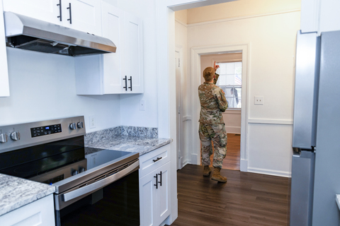 thumbnail A Fort Bragg Soldier inspects the renovation work of an historic home in the Pope neighborhood.