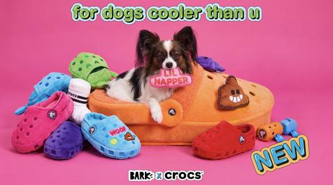 BARK x Crocs Collection Expands Beyond Pet Crocs Shoes, Starting With a Dog Bed You Can Personalize with Jibbitz™ Charm-Inspired Plushes
