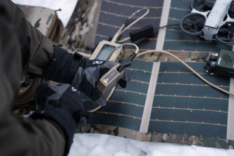 original Galvion’s SoloPack Arctic, an extreme cold weather soldier power solution, shown during field testing in winter conditions. Photo courtesy of Galvion.