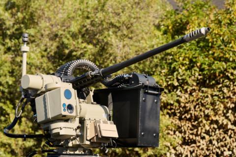 original Close up of the EOS Slinger counter-drone remote weapon system.