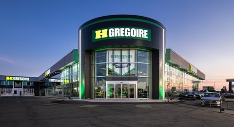 original HGreg's headquarters in Saint-Eustache. Twenty-three locations in the network were included in AutoMédia's 2026 ranking of Quebec's largest automotive groups.
