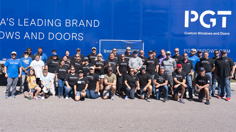 PGT team members work in conjunction with the company’s MITER Foundation to serve communities impacted by hurricanes, including their home region of Sarasota County, FL, following 2024’s Hurricane Milton