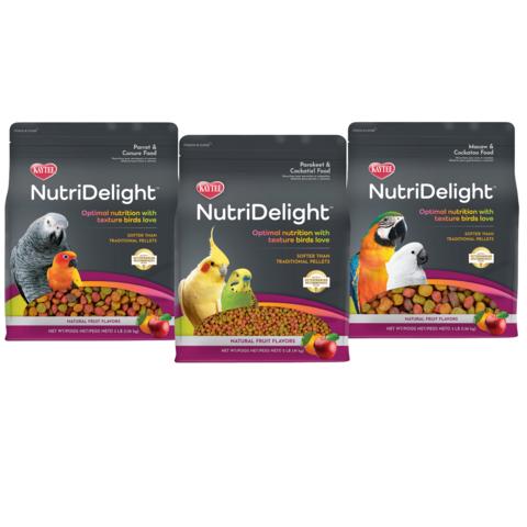 original Kaytee NutriDelight is a complete daily food for pet birds with a texture softer than traditional pellets. The line includes formulas for parakeets and cockatiels, parrots and conures, and macaws and cockatoos. (Photo: Kaytee)