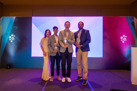 Experian's 2026 Vision Awards ceremony recognized Best Egg, Credit One Bank, Fundbox and Valley First Credit Union for their excellence in analytics, artificial intelligence, innovation and financial empowerment at the annual Experian Vision conference in San Antonio Texas. Pictured left to right: Karen Tatten, Chief Revenue Officer for Financial Services and Data at Experian, Sarvesh Baveja, Chief Risk Officer at Fundbox; Blake Gertz, Senior Vice President of Modeling Risk at Credit One Bank; Karan Gandhi, Senior Director of Credit Risk at Best Egg.