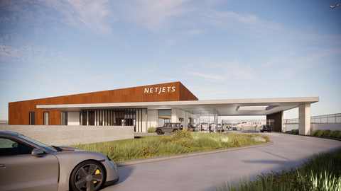 original Exterior rendering, NetJets private terminal at Dallas Love Field