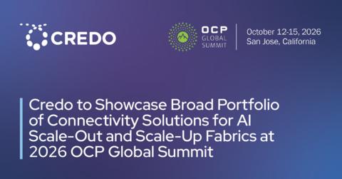 Credo will showcase its newest optical and copper interconnect products for scaling AI infrastructure at OCP Global Summit 2026, which takes place October 12-15 at the San Jose Convention Center.