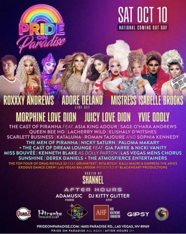 original Pride on Paradise Returns Oct. 10 with Plastique Tiara, Adore Delano, Juicy Love Dion, and More. Free block party brings together stars from RuPaul’s Drag Race, a vendor village, and community performers to the Historic Fruit Loop.
