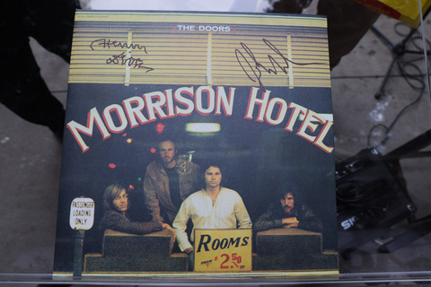 original AHF celebrated the acquisition of the historic Morrison Hotel, a 1913 Single Room Occupancy (SRO) building in downtown Los Angeles, on Tuesday, December 19, 2023. The Doors and photographer Henry Diltz made the Morrison Hotel famous with their iconic album cover shot of the hotel released in 1970. (Mark Von Holden/AP Images for AIDS Healthcare Foundation)