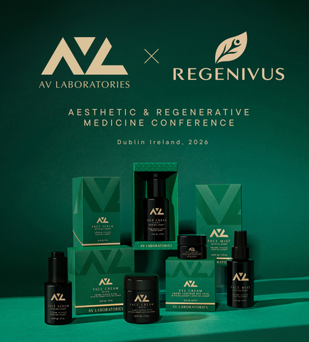AV Laboratories is joining Regenivus (Mitrone Healthcare Ltd.) at The Aesthetic & Regenerative Medicine Conference, taking place on 18–19 October at Croke Park, Dublin.

Representing AV Laboratories, our COO & Master Formulator, Sylwia Pawlaczyk, will be connecting with clinicians and aesthetic medicine professionals to discuss our proprietary AVL SOM3® technology, formulation science, and the role of advanced skincare in professional aesthetic care.

Visit us at the Regenivus booth to discover our clinical skin longevity portfolio and explore opportunities for collaboration with aesthetic clinics.

Looking forward to two days of science, innovation, and meaningful conversations.