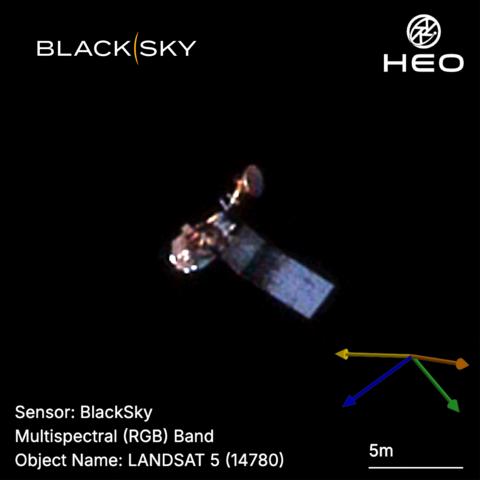 original A BlackSky non-Earth image of the Landsat-5 satellite collected through the HEO Inspect platform.