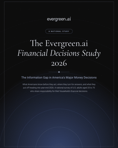 Evergreen.ai, an AI-powered financial advice app designed to help Americans make more informed financial decisions using personalized financial, retirement, investment and tax strategies, today released The Evergreen.ai Financial Decisions Study, a national survey of nearly 2,000 Americans, examining how they make major money decisions and where they turn for guidance.