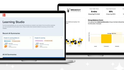 New capabilities in McGraw Hill’s Connect® digital course solution give students the ability to access trusted AI-generated study resources, while a partnership with Breakout Learning gives instructors new ways to foster student discussion and provide real-time feedback at scale
