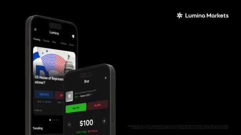 The Lumina Markets app, available on iOS, Android and the web.