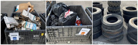 original Paper, plastic and tires collected during the 2026 Zero Waste Tennessee event hosted by Toyota Boshoku Tennessee and Toyota Boshoku Jackson Tennessee in Jackson, Tennessee.