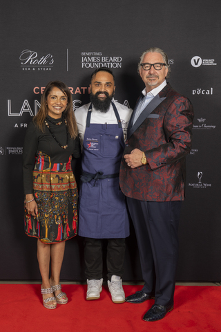 Pictured left to right: Anouska Biswas, Director of Finance, James Beard Foundation; Ricky Biswas, Executive Chef, Roth’s Sea & Steak; and J.W. Roth, Founder, Chairman and CEO of Venu Holding Corporation and owner of Roth’s Sea & Steak.