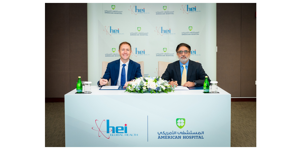 American Hospital Dubai and HEI Global Health Announce Strategic Partnership to Collaboratively Build an Advanced AI-Powered Revenue Cycle Innovation 1 HEI AHD Signing Photo