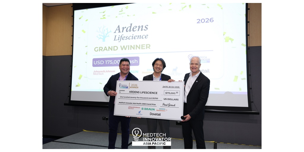 MedTech Innovator Asia Pacific Names Ardens Lifescience 2026 Grand Prize Winner 1 MTIAPAC202GrandPrizeWinnerArdensLifescience