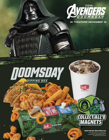 original Doomsday meal prep, Jack-style. The all-new Doomsday Dipping Box brings together fan-favorite bites, three themed dipping sauces and special-edition collectibles inspired by “Avengers: Doomsday”, available starting November 5.