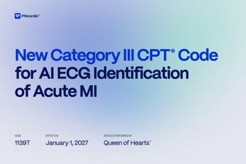original New Category III CPT® code 1139T, effective January 1, 2027, covers AI ECG identification of acute MI, the service performed by Powerful Medical’s Queen of Hearts™.