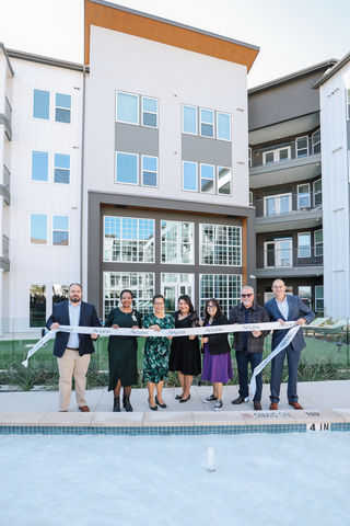 original Grand Opening at Artana at Brooks (Credit: NRP Group) L-R: Jason Arechiga, Senior Vice President of Development, The NRP Group; Dell Braziel, Secretary, East Central ISD Board of Trustees; Rebecca Viagran, President & CEO, South Texas Business Partnership; Debra Guerrero, Senior Vice President of Development, The NRP Group; Councilmember Phyllis Viagran, District 3, City of San Antonio; Leo Gomez, President & CEO, Brooks; and Andrew Ozuna, Senior Vice President, Broadway Bank.