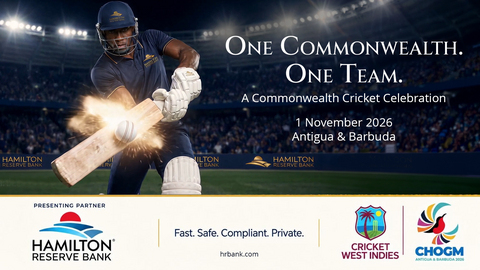 original Hamilton Reserve Bank takes center stage as title sponsor of the CHOGM 2026 Cricket Showcase in Antigua and Barbuda, celebrating the Commonwealth Heads of Government Meeting from November 1 to 5, 2026. The sponsorship reflects the bank’s US$1 million annual commitment to corporate social responsibility, supporting Caribbean communities and Commonwealth nations through a shared passion for cricket.