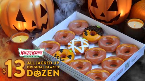 original New “All Jacked Up Dozen” includes 12 Halloween-inspired orange-colored Original Glazed® doughnuts for just $13