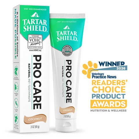 thumbnail Tartar Shield® Pro Care Natural Pet Toothpaste, a winner in the Nutrition and Wellness category of the 2026 Veterinary Practice News Readers’ Choice Product Awards.